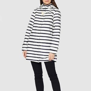 Joules white and navy striped raincoat